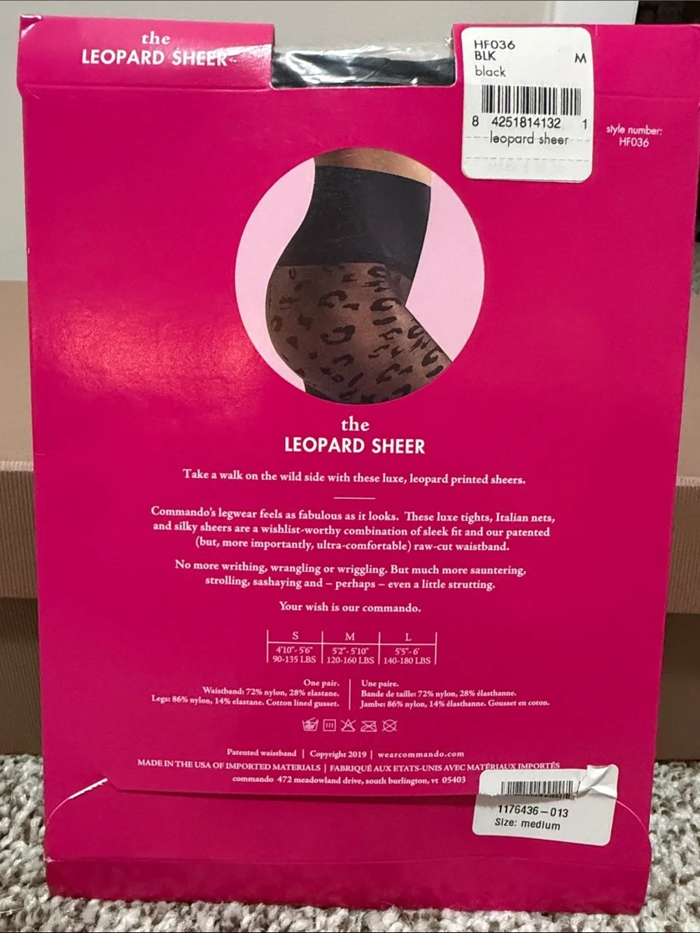 Commando Black Leopard Sheer Tights